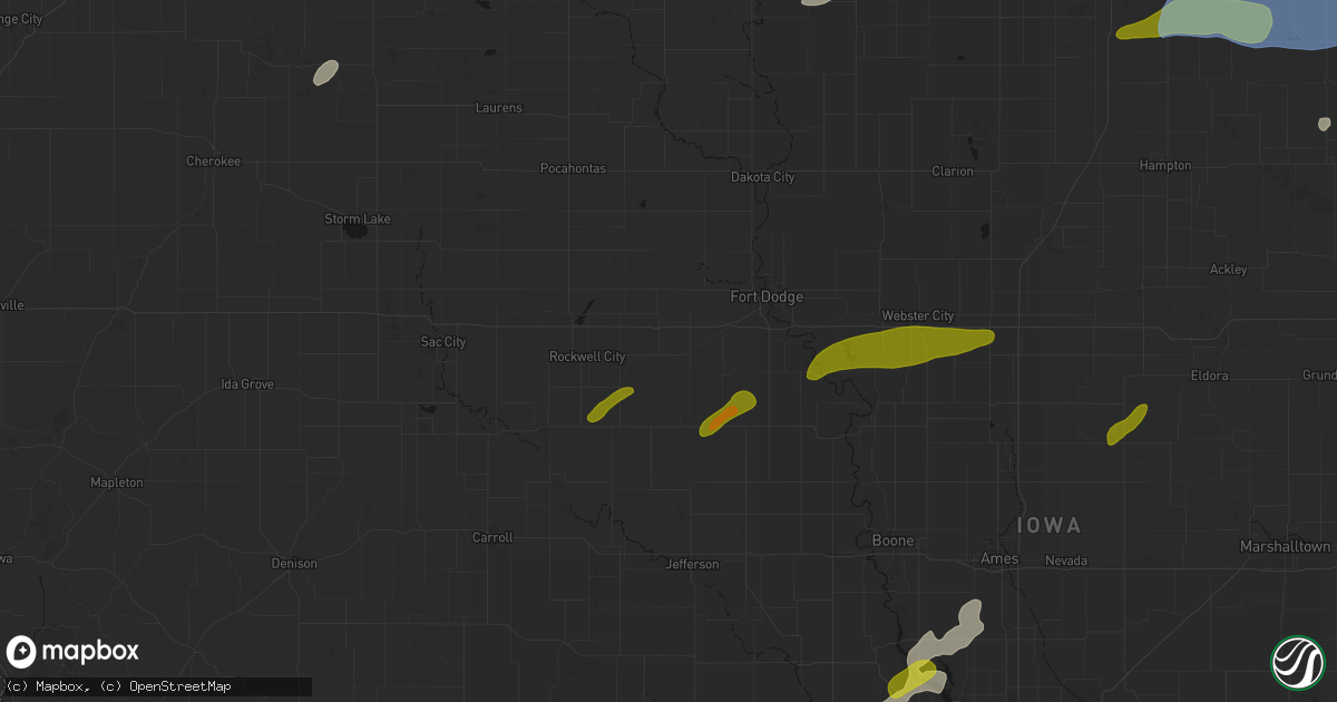 Hail map in Somers, IA on July 2, 2026
