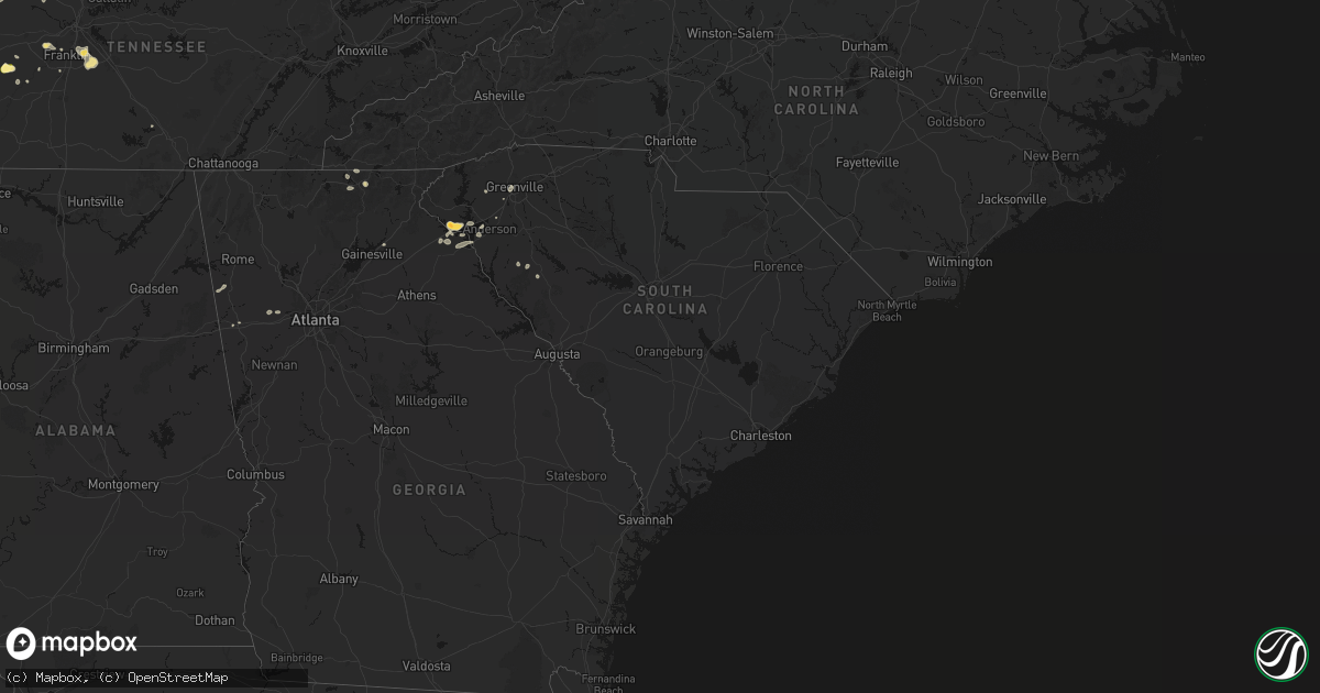 Hail map in South Carolina on July 2, 2026