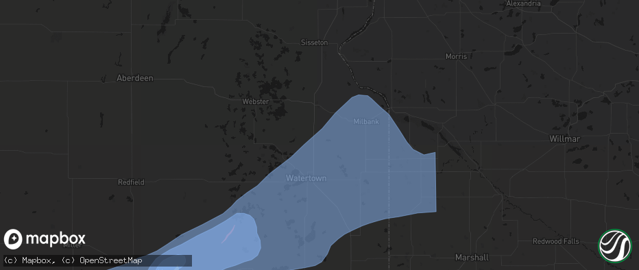 Hail map in South Shore, SD on July 2, 2026