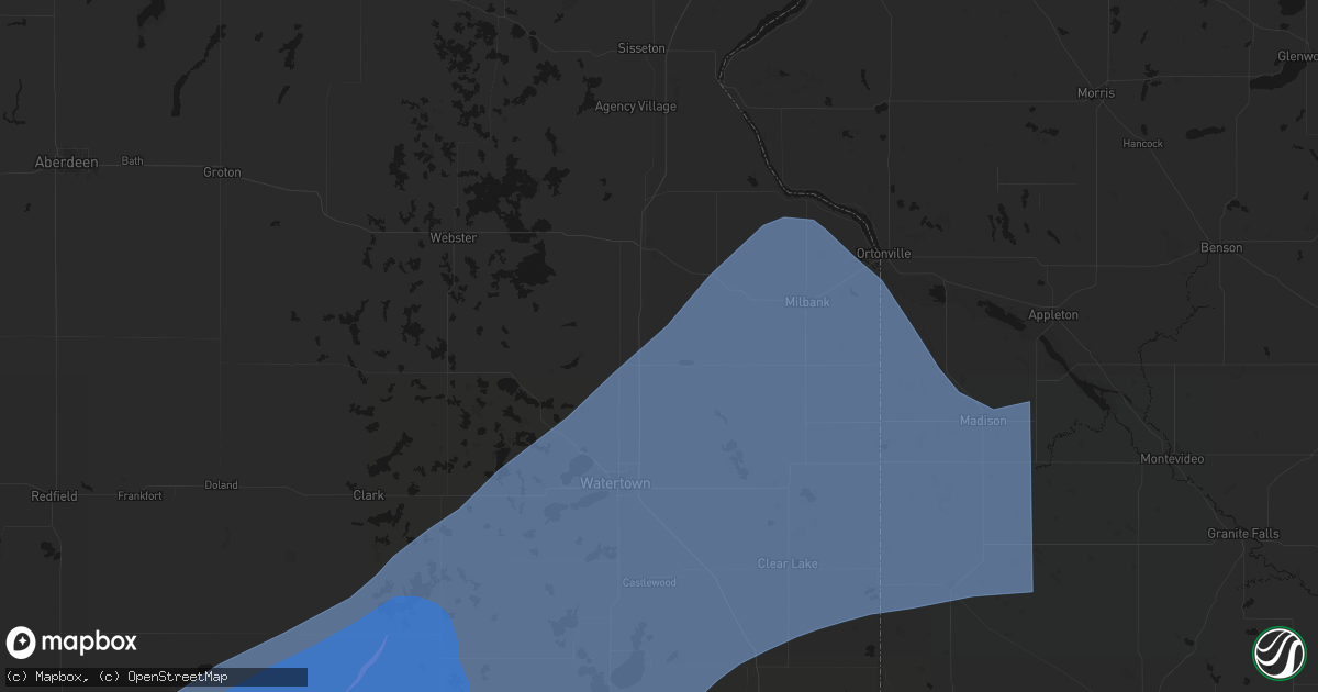 Hail map in South Shore, SD on July 2, 2026