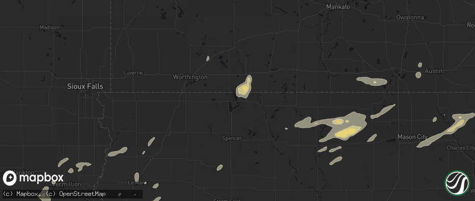 Hail map in Spirit Lake, IA on July 2, 2026