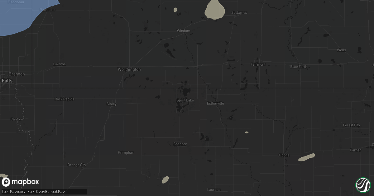 Hail map in Spirit Lake, IA on July 2, 2026
