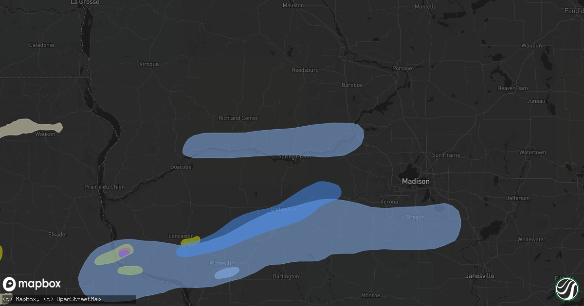 Hail map in Spring Green, WI on July 2, 2026