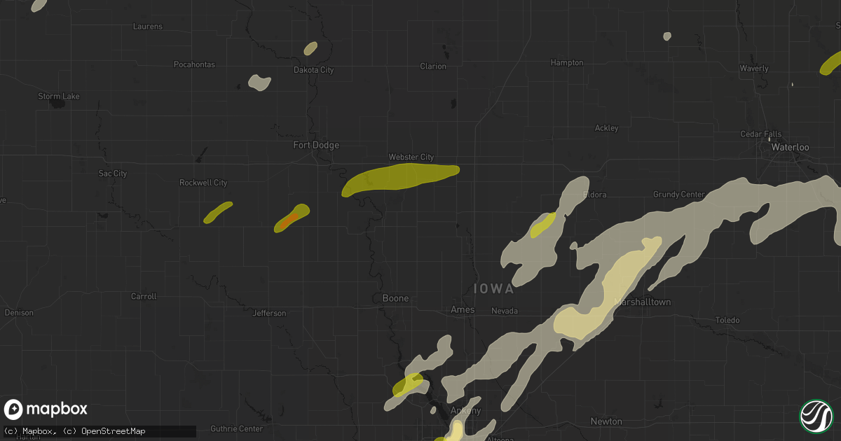 Hail map in Stanhope, IA on July 2, 2026