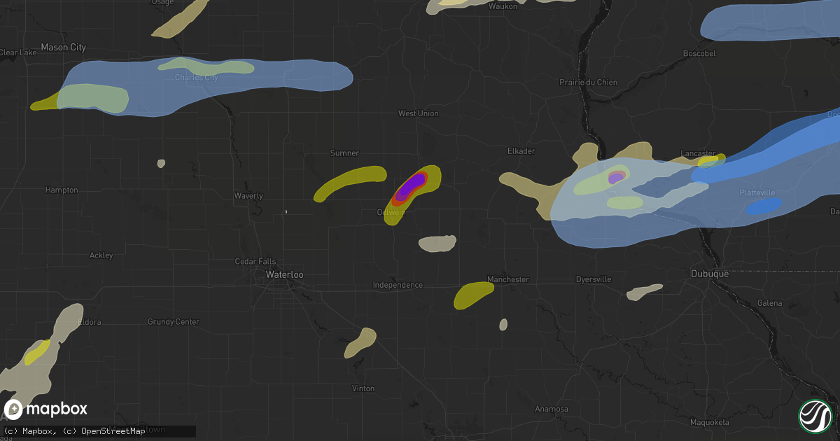 Hail map in Stanley, IA on July 2, 2026