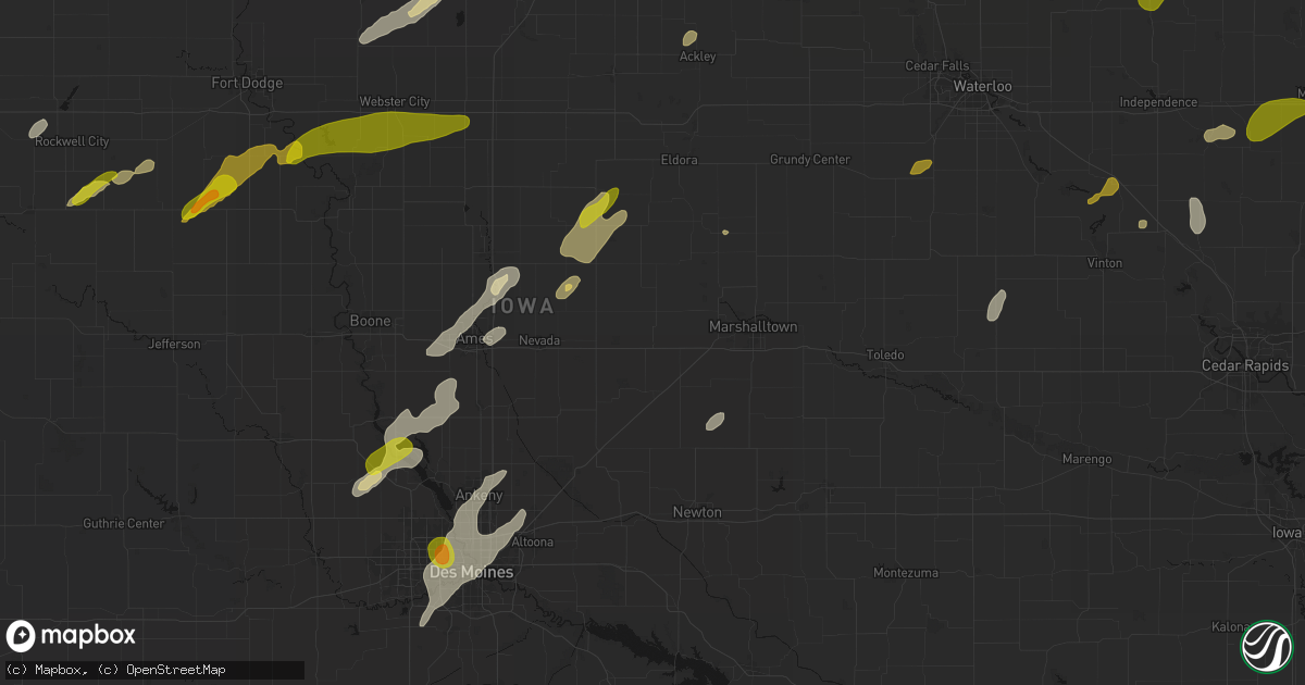 Hail map in State Center, IA on July 2, 2026