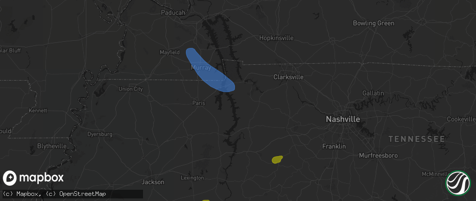 Hail map in Stewart, TN on July 2, 2026
