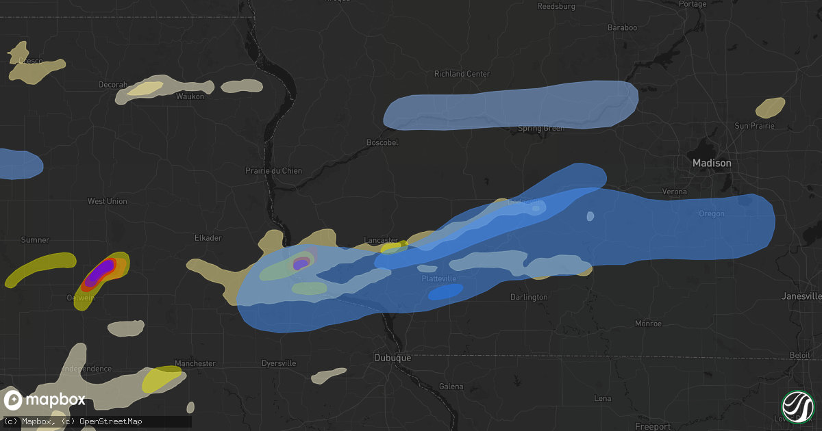Hail map in Stitzer, WI on July 2, 2026