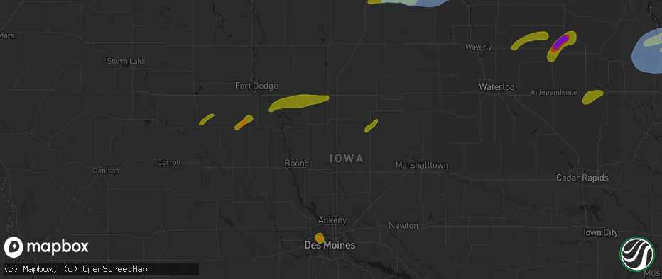 Hail map in Story City, IA on July 2, 2026