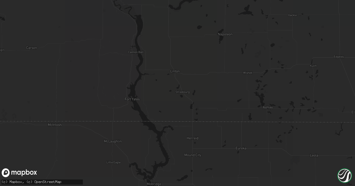 Hail map in Strasburg, ND on July 2, 2026
