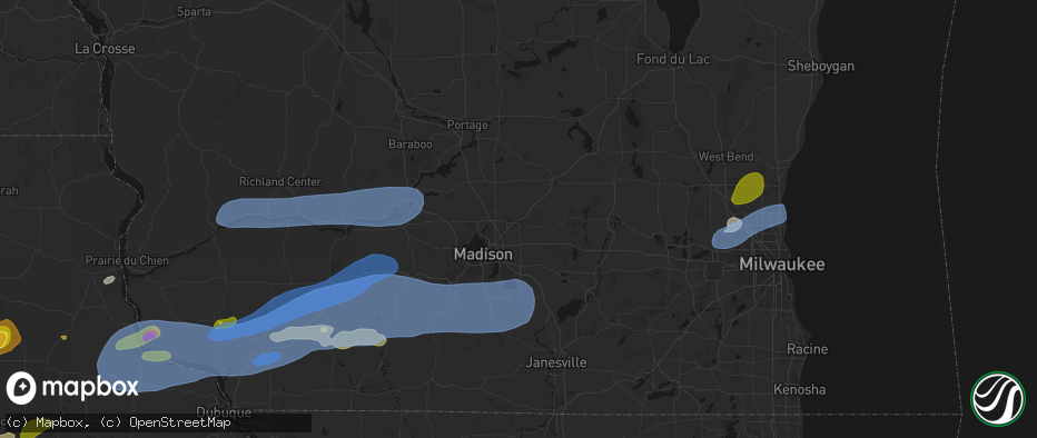 Hail map in Sun Prairie, WI on July 2, 2026