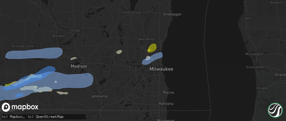 Hail map in Sussex, WI on July 2, 2026