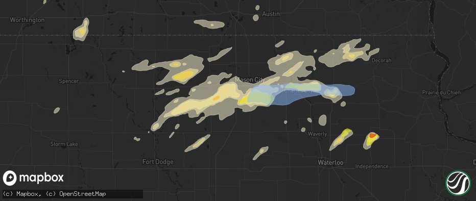 Hail map in Swaledale, IA on July 2, 2026