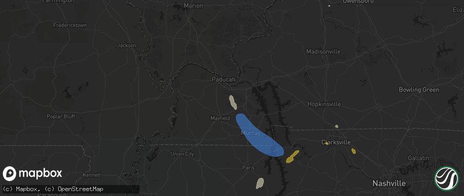 Hail map in Symsonia, KY on July 2, 2026