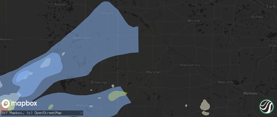 Hail map in Taunton, MN on July 2, 2026
