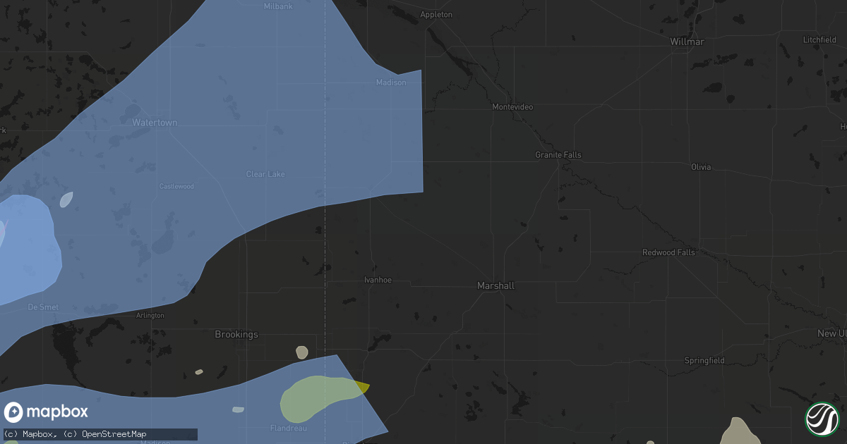 Hail map in Taunton, MN on July 2, 2026