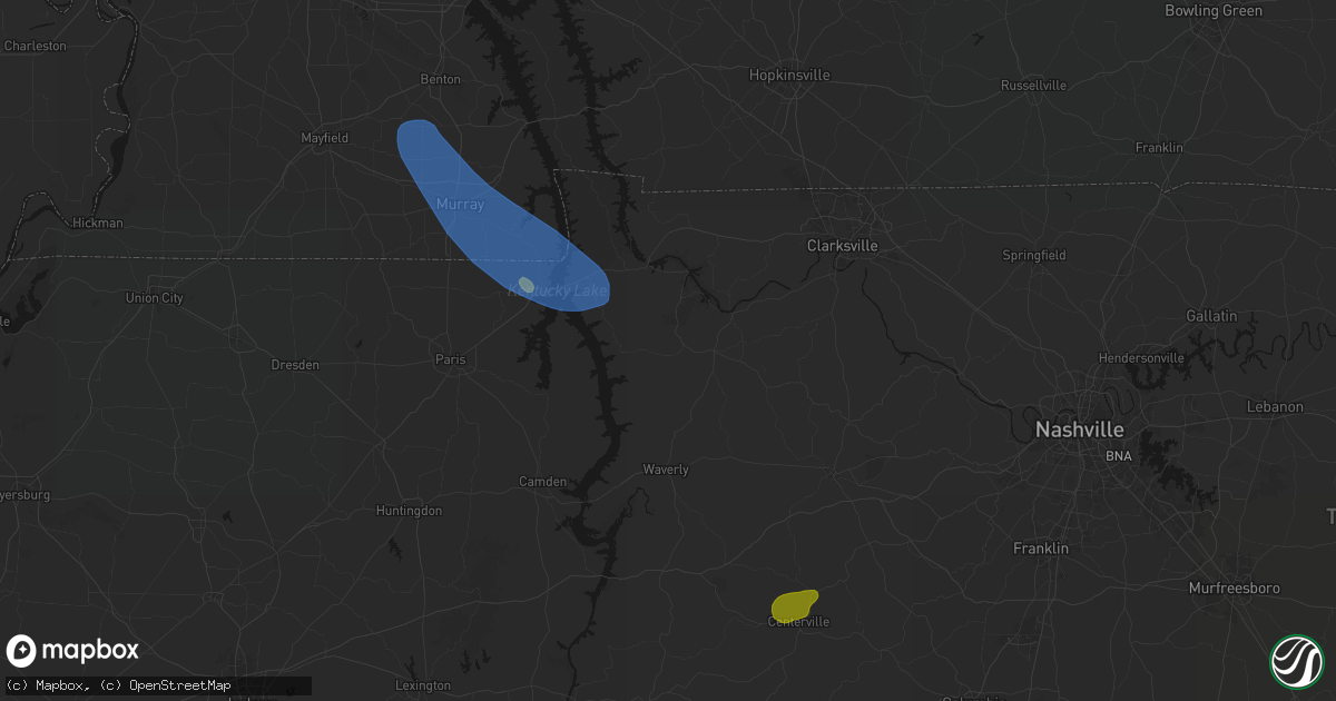 Hail map in Tennessee Ridge, TN on July 2, 2026