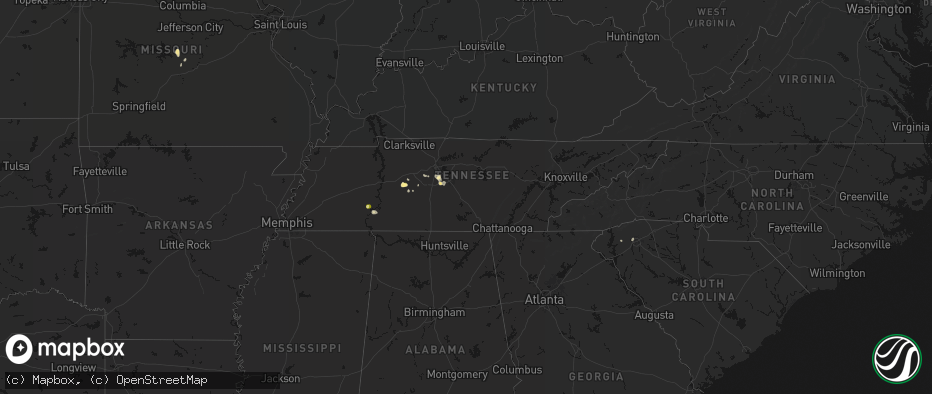 Hail map in Tennessee on July 2, 2026