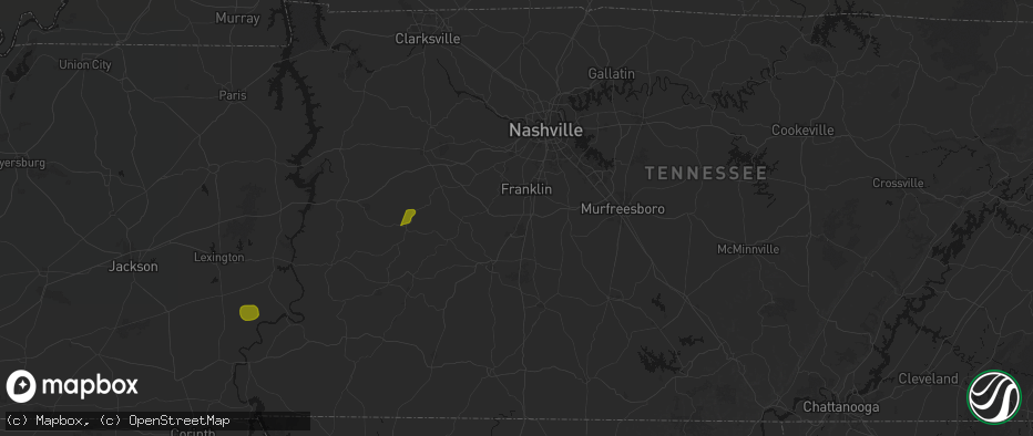 Hail map in Thompsons Station, TN on July 2, 2026