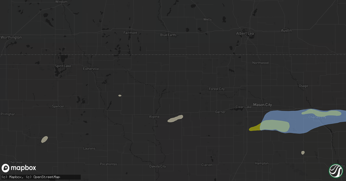 Hail map in Titonka, IA on July 2, 2026