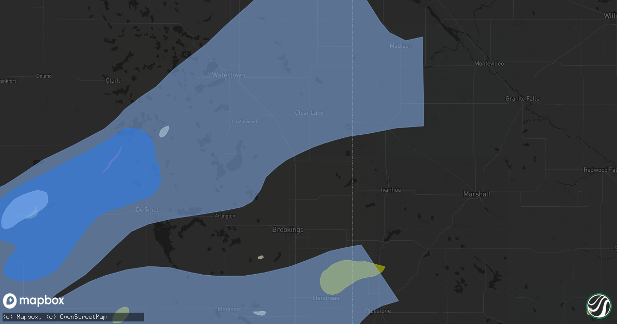 Hail map in Toronto, SD on July 2, 2026