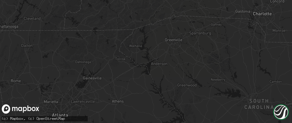 Hail map in Townville, SC on July 2, 2026