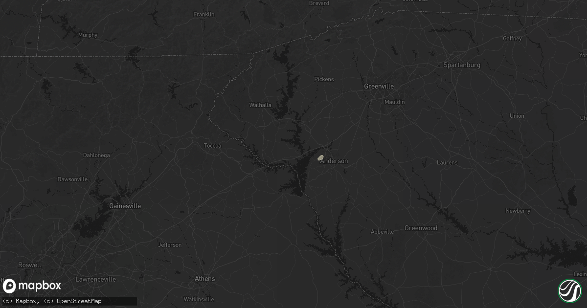 Hail map in Townville, SC on July 2, 2026