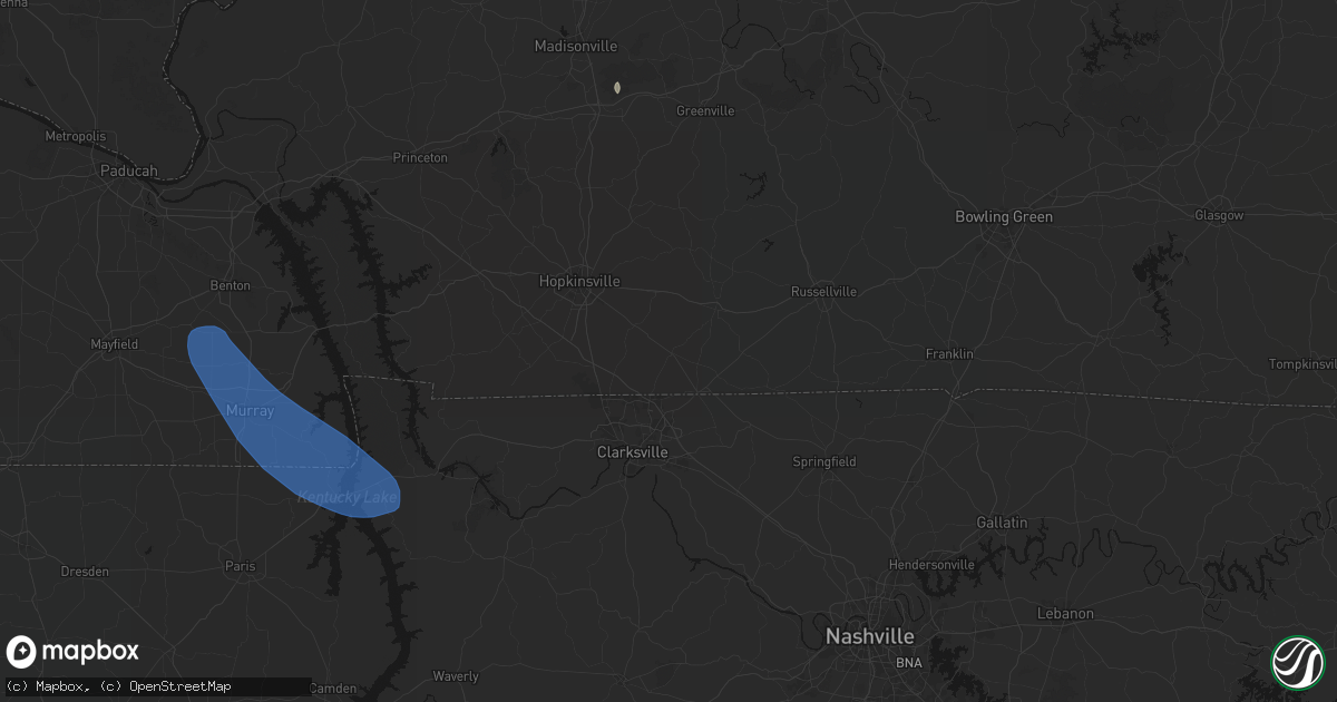 Hail map in Trenton, KY on July 2, 2026