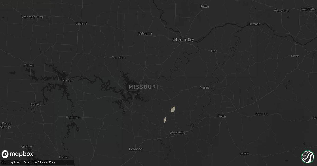Hail map in Tuscumbia, MO on July 2, 2026