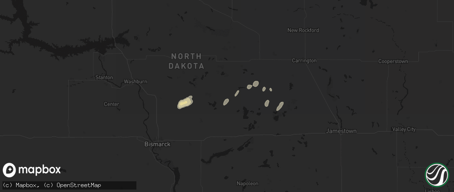 Hail map in Tuttle, ND on July 2, 2026