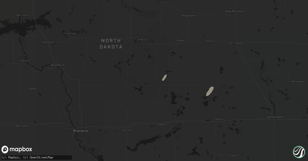 Hail map in Tuttle, ND on July 2, 2026