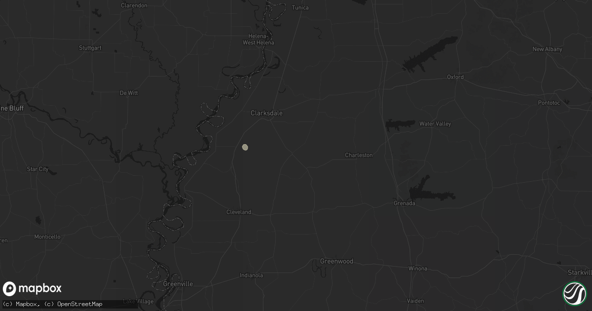 Hail map in Tutwiler, MS on July 2, 2026