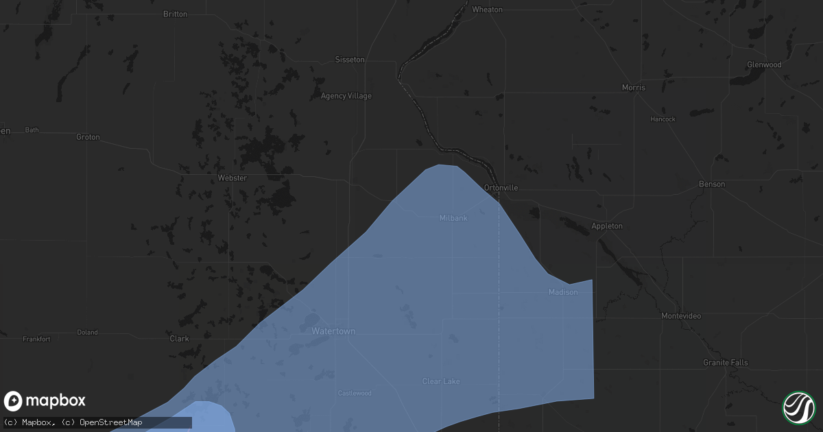 Hail map in Twin Brooks, SD on July 2, 2026