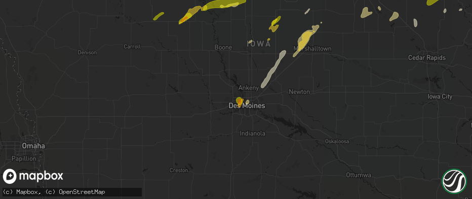 Hail map in Urbandale, IA on July 2, 2026