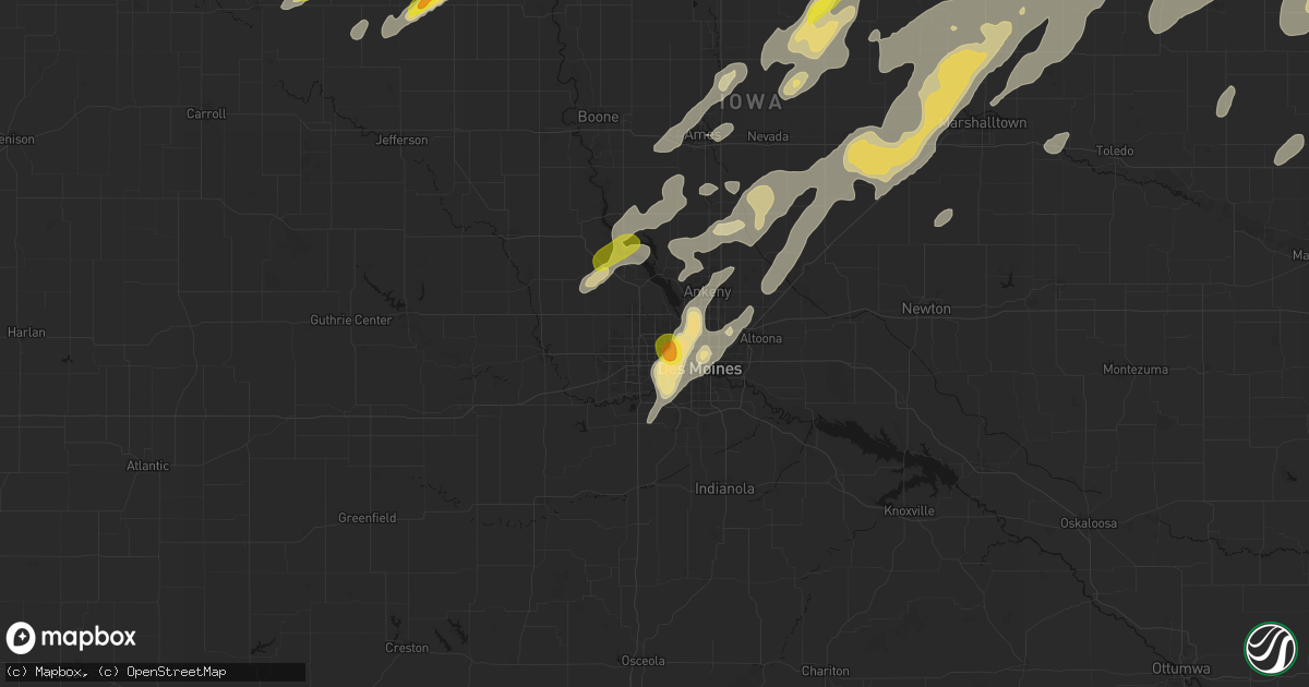 Hail map in Urbandale, IA on July 2, 2026