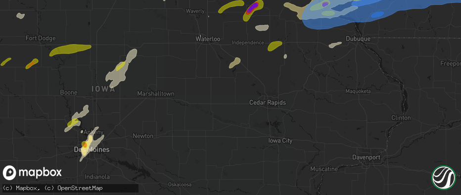 Hail map in Van Horne, IA on July 2, 2026