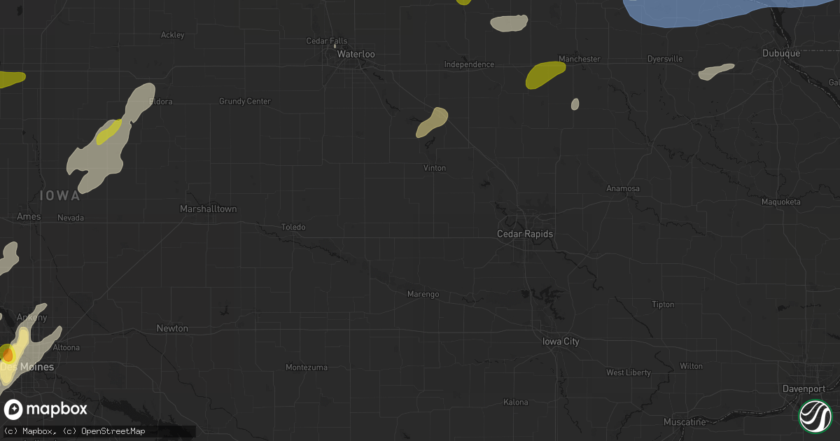 Hail map in Van Horne, IA on July 2, 2026