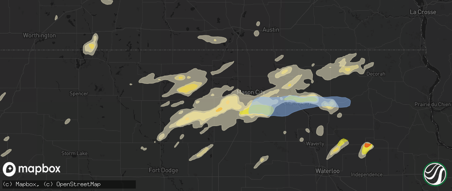 Hail map in Ventura, IA on July 2, 2026