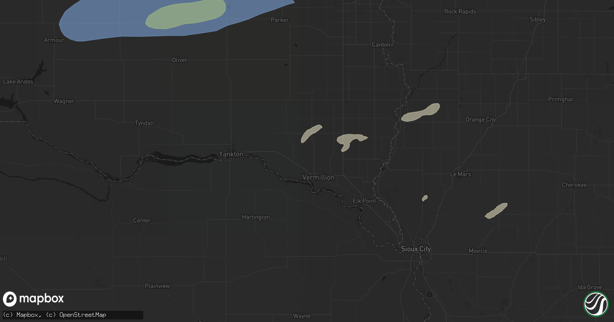 Hail map in Vermillion, SD on July 2, 2026