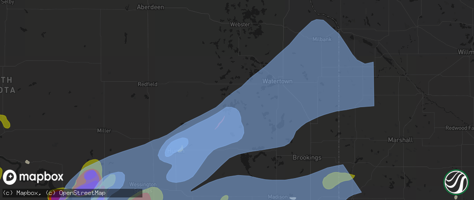 Hail map in Vienna, SD on July 2, 2026