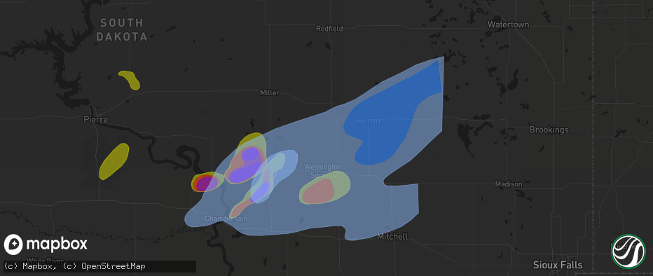 Hail map in Virgil, SD on July 2, 2026