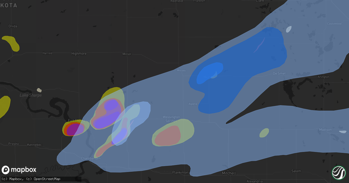 Hail map in Virgil, SD on July 2, 2026