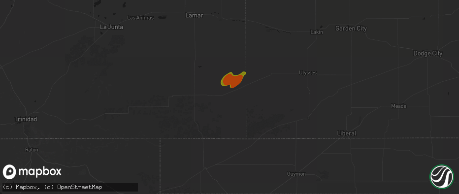 Hail map in Walsh, CO on July 2, 2026