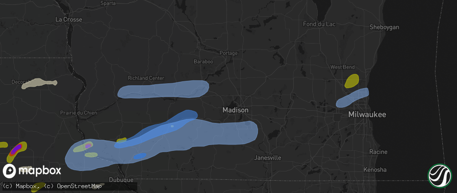 Hail map in Waunakee, WI on July 2, 2026