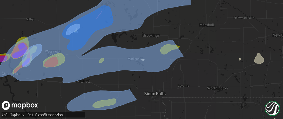 Hail map in Wentworth, SD on July 2, 2026