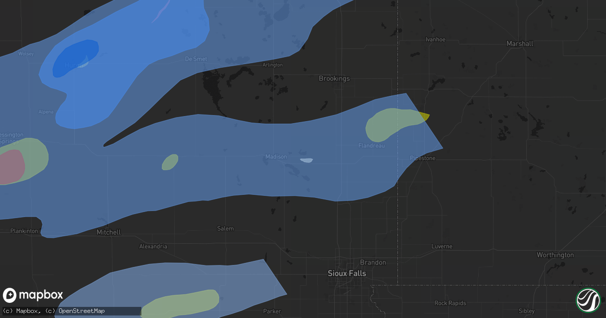 Hail map in Wentworth, SD on July 2, 2026