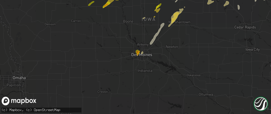 Hail map in West Des Moines, IA on July 2, 2026