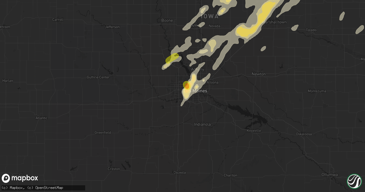 Hail map in West Des Moines, IA on July 2, 2026