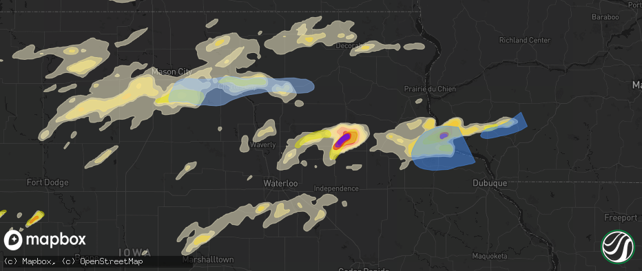 Hail map in Westgate, IA on July 2, 2026