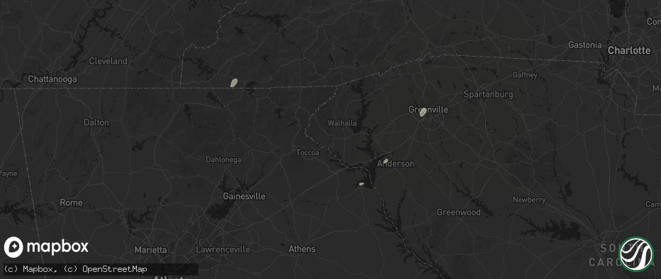 Hail map in Westminster, SC on July 2, 2026